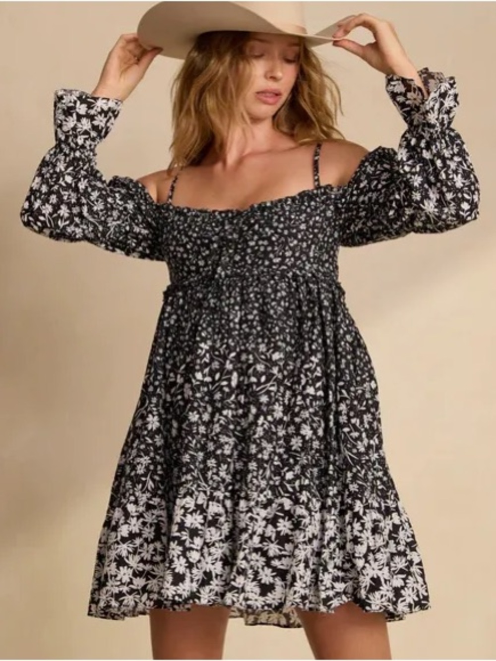 Tecovas & Kristopher Brock 100% Cotton June Puff Sleeve mini Dress